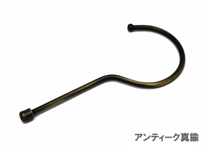 自作用　鉄製　ハンガーフック金具　Ｍ４袋ナット付　アンティーク真鍮調（定価オープン） <br />入数１００個（バラ可）<br />
自分だけの手作りハンガーに！